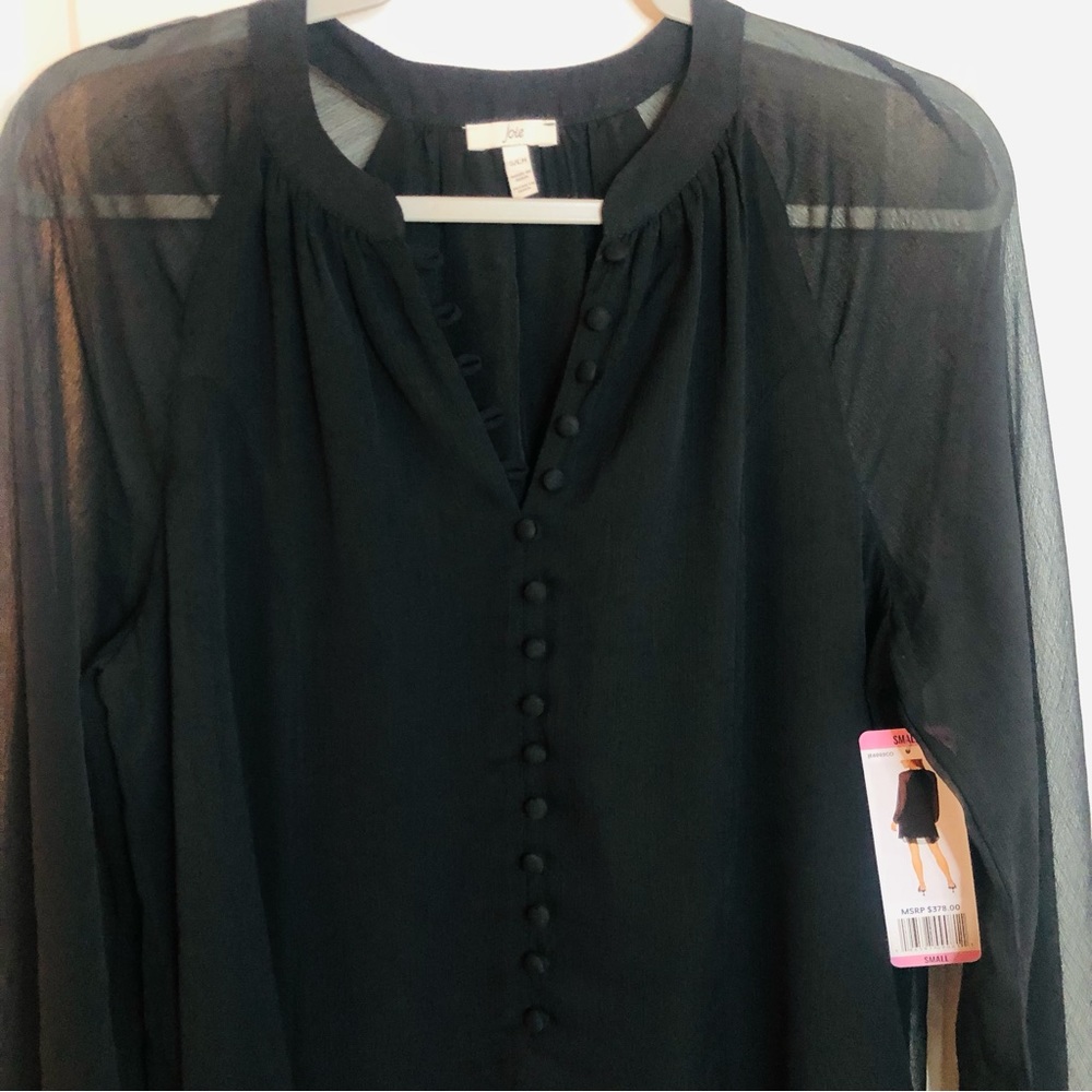 NWT New Joie Balloon Sleeve Dress, Caviar black color, MSRP $378 - Picture 6 of 9